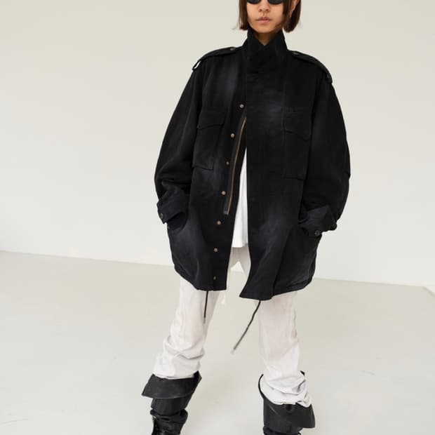 WASHED COTTON FIELD JACKET BLACK