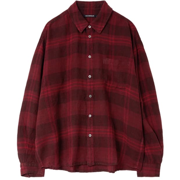 [3]해칭룸 클래식 셔츠 린넨 빅 체크 다크 레드