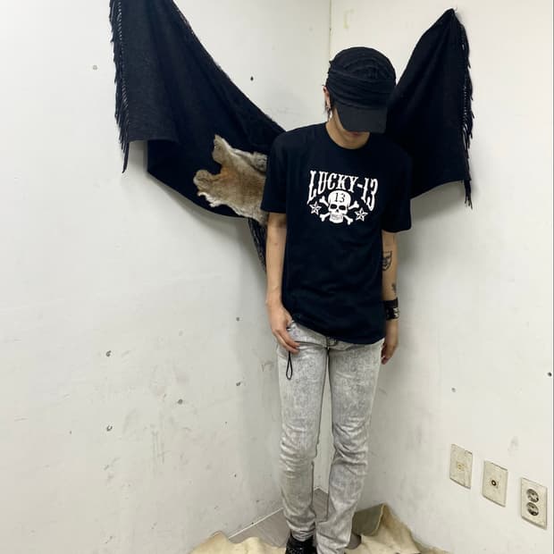(Lucky-I3)Skull Print Black Tee