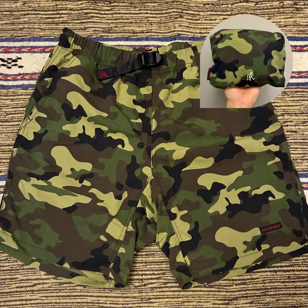 (S)그라미치 카모플라주 쉘 패커블 나일론 쇼츠 반바지 배기스