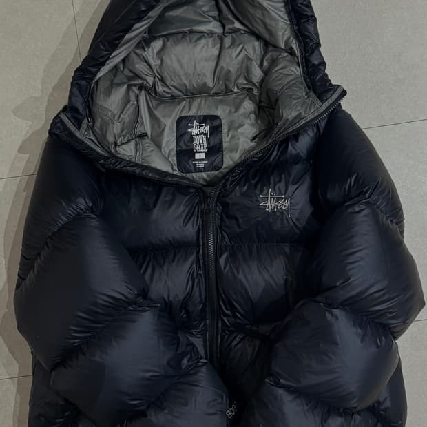 스투시 마이크로 립스탑 다운 파카 블랙 S
