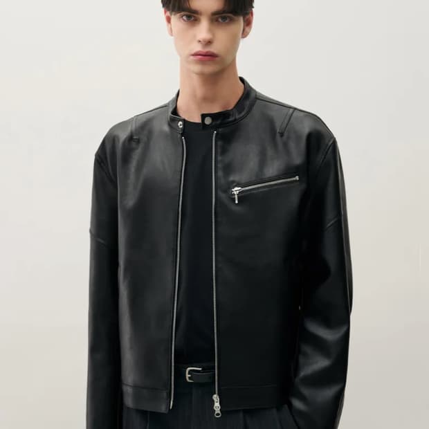 바이커 싱글 레더 자켓 L