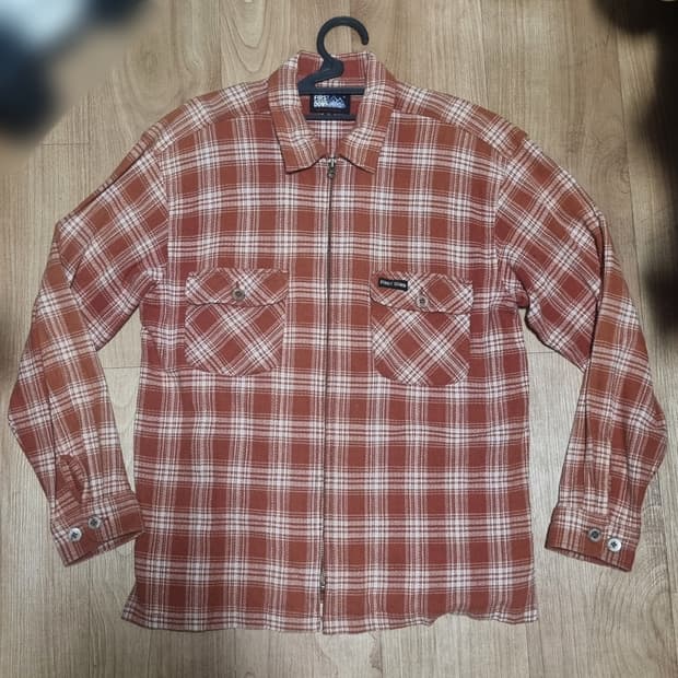 빈티지 레드 체크 집업 셔츠 M