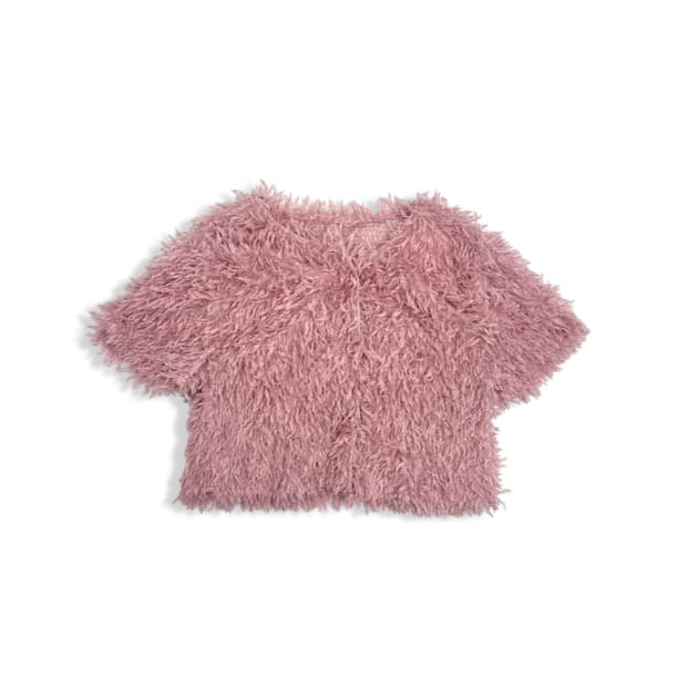 Pink Fur Crop Cardigan