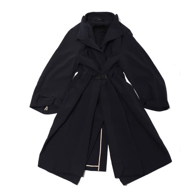 TIME 다크 네이비 클립 레이어드 롱 코트 women 82 94 160