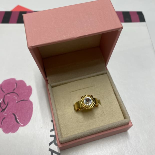 빈티지 골드톤 큐빅 반지