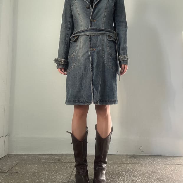 웨스턴 크롭 롱코트