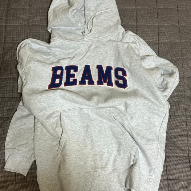 [L] 빔즈 BEAMS 로고 후드티 애쉬그레이