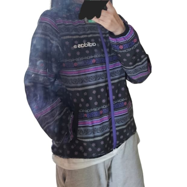 💜희귀 대대장급💜일본 아디다스 에스닉 페이즐리 바람막이 퍼플M/모리걸