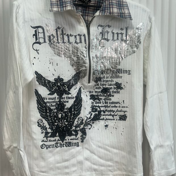 빈티지 체크카라 티셔츠