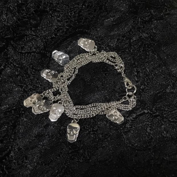 히스테릭글래머 해골 스컬 체인 레이어드 팔찌