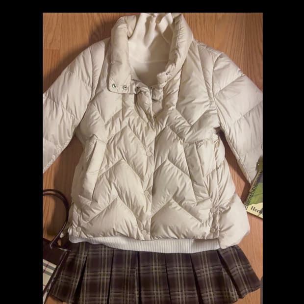 아이보리 베이지 여성 오리털 경량 패딩
