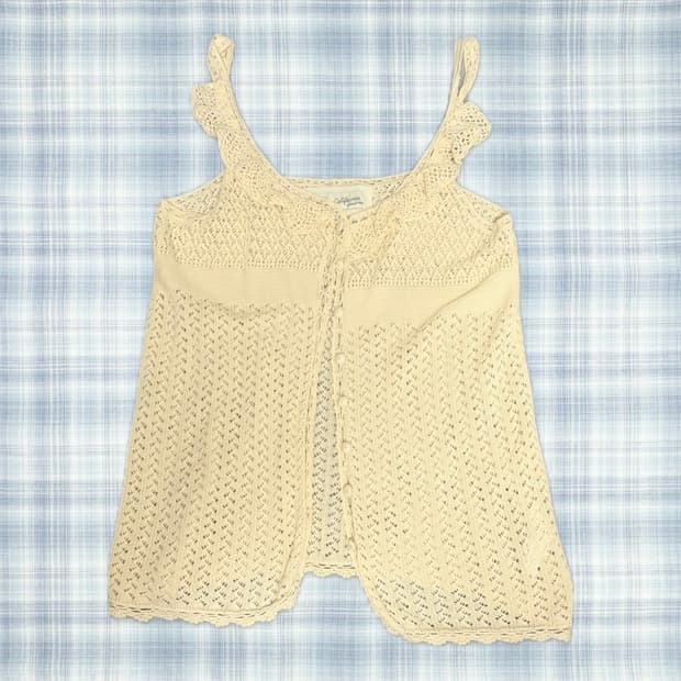 빈티지 모리 옐로베이지 펀칭 나시