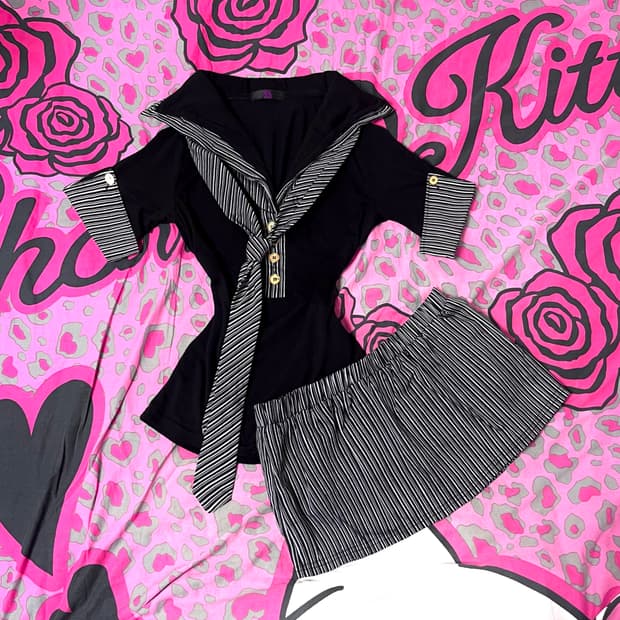 MA*RS마즈 핀터 긱시크 대장 스트라이프 셋업 오네갸루 일본빈티지y2k