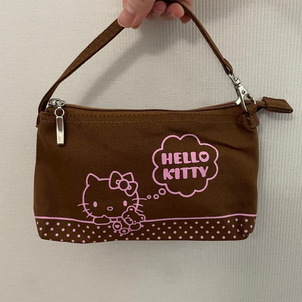 [새상품] 고전 키티 핑크브라운 토트백 파우치