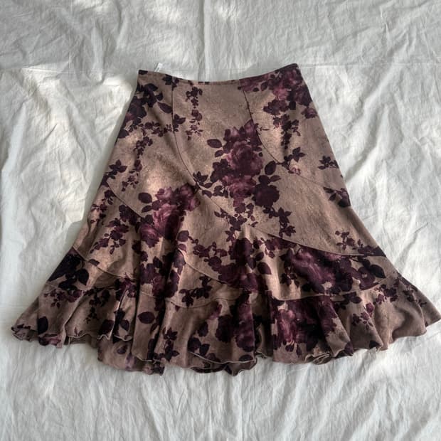 오리엔탈 페어리 벨벳 미디 스커트