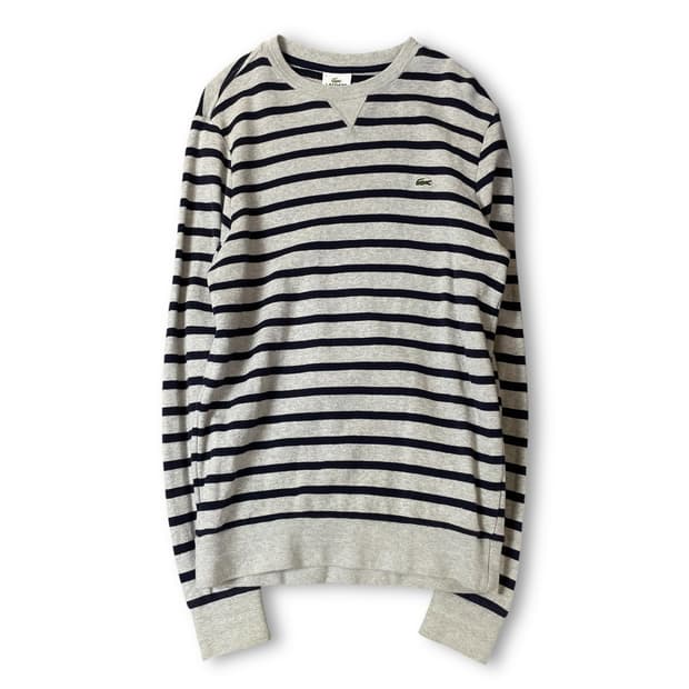 라코스테 패치로고 그레이 네이비 단가라 맨투맨 3