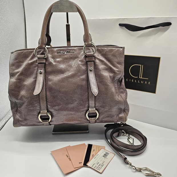 정품 미우미우 비텔로 샤인 투웨이백 (그레이)