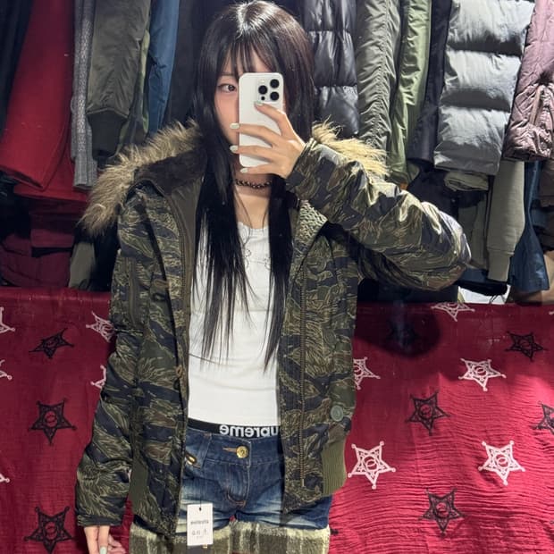 히스테릭글래머 타이거카모 N2B 밀리터리 자켓