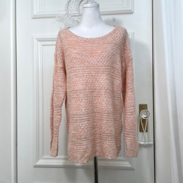 coral ivory melange glitter loose sweate
