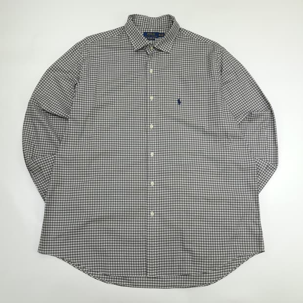 CN318 2XL 폴로 랄프로렌 블랙 마이크로타탄체크 긴팔 셔츠 남방