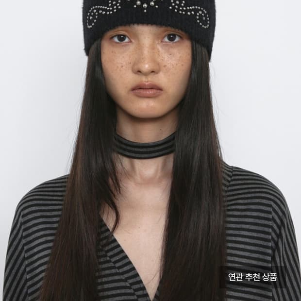 POLYSOOEM ORNAMENT FAUX ANGORA BEANIE [B