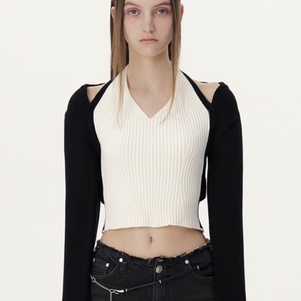 카리나 착용) F/W 시즌 홀터넥 니트 & 레이어드 볼레로