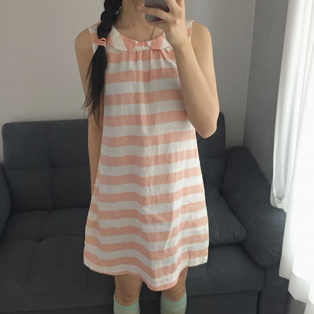 Franche lippee 하구미 사와코 스트라이프 복숭아 원피스