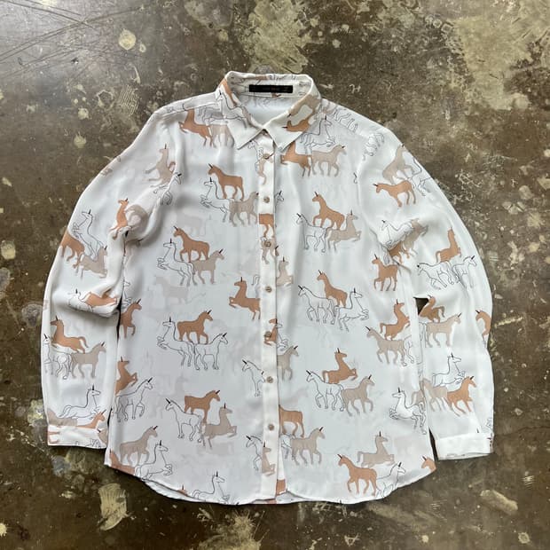 S) ZARA 자라 유니콘 쉬폰 블라우스 남방 셔츠