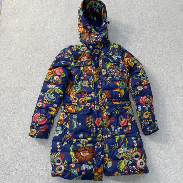 M 오일릴리 플라워 패턴 덕다운 패딩 0209T