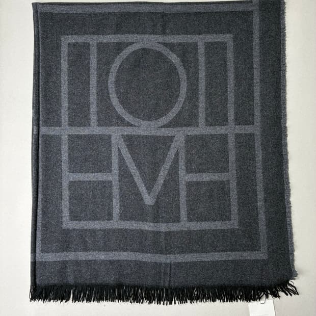 TOTEME 토템 모노그램 울/캐시미어 머플러 스카프 다크 그레이