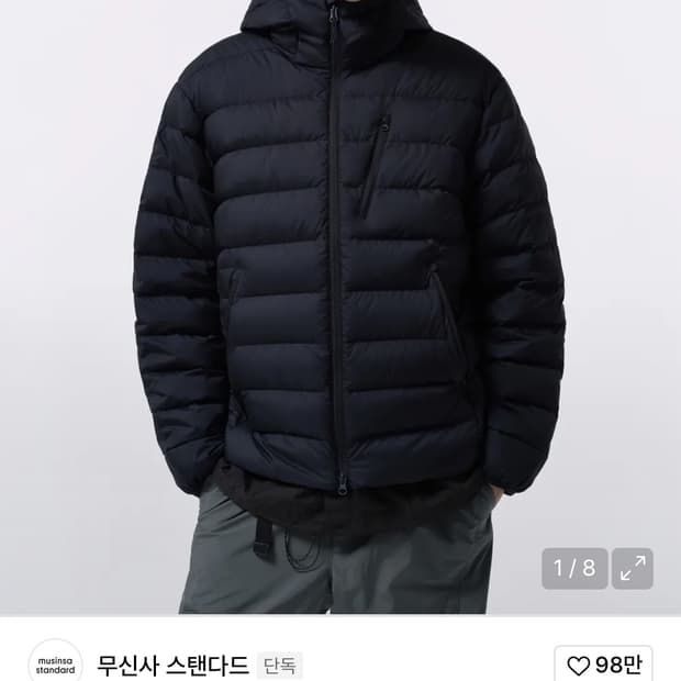 무신사스탠다드 패딩 시티레저 후디드 라이트 다운 재킷 네이비