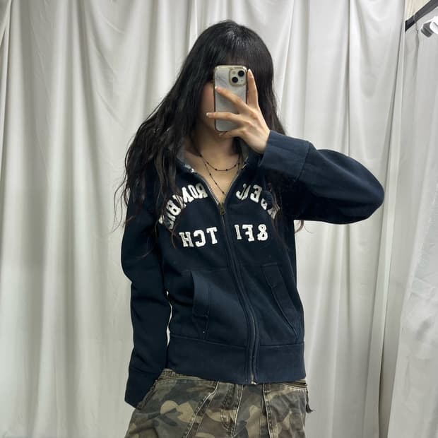 Abercrombie navy hood zip-up