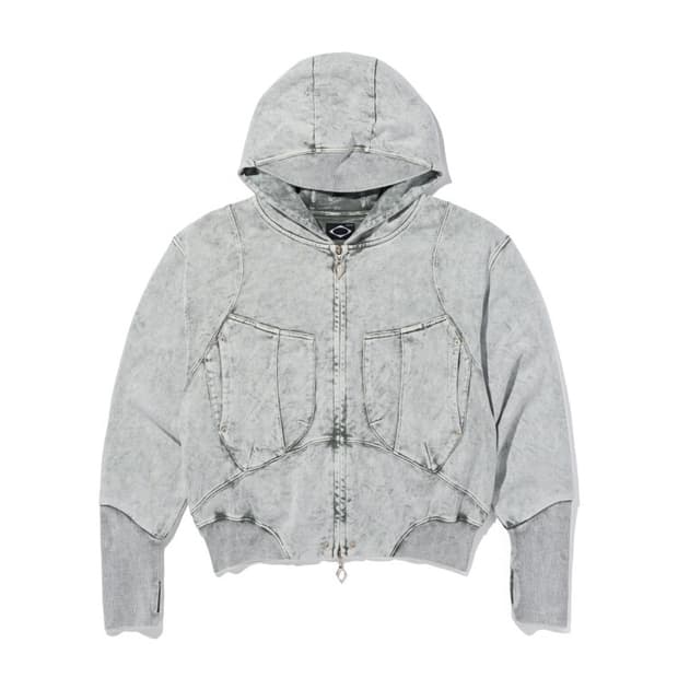 [M] 미스치프 빅 포켓 후드 블리치드 카키