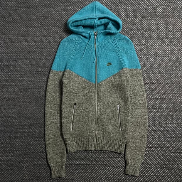 00s 나이키 올드스쿨 배색 니트 후드집업o 5336