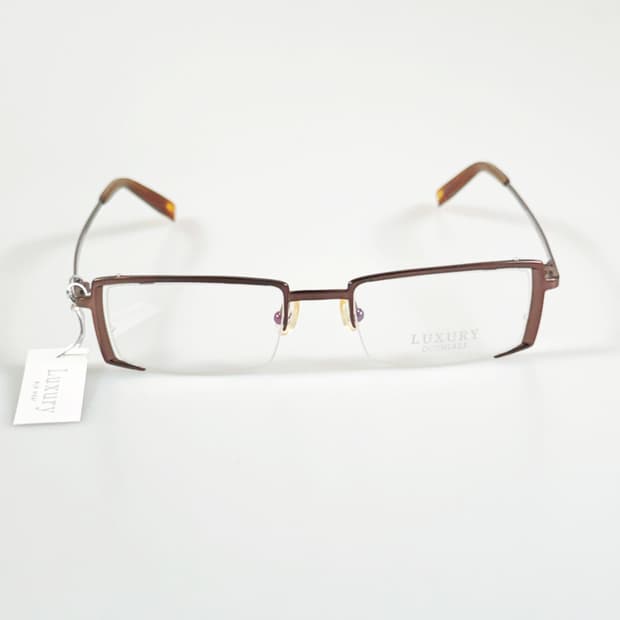 LUXURY OCCHIALI 브라운 메탈 반무테 스퀘어 빈티지 안경