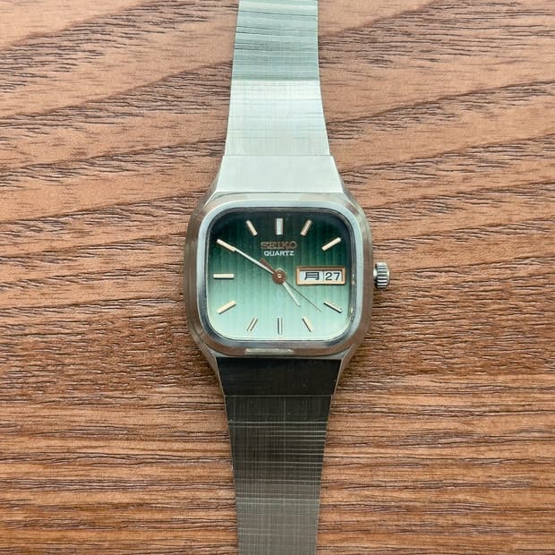 [희귀] 세이코 7903 그린 그라데이션 - 텍스처 브레이슬릿 빈티지 쿼