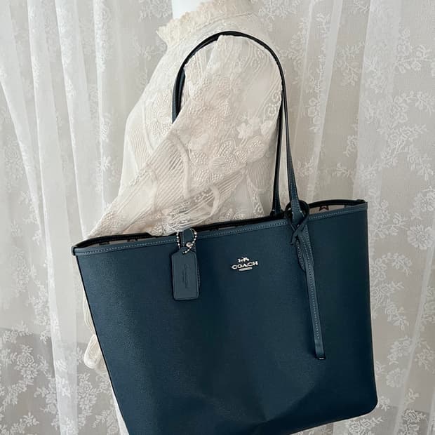 코치 COACH 리버시블 시티 토트 백 블루