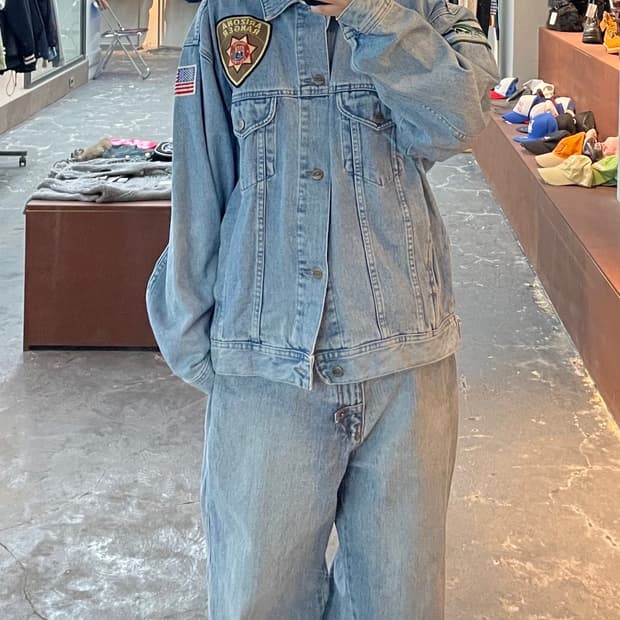 Cyrk 빈티지 패치 데님 재킷 H913