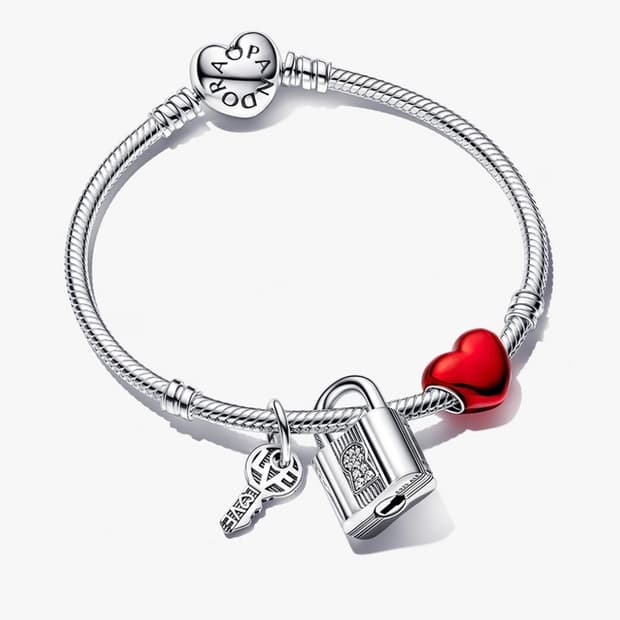 판도라 팔찌 + 보증서+케이스 / 판도라 패들락 하트 키참 팔찌