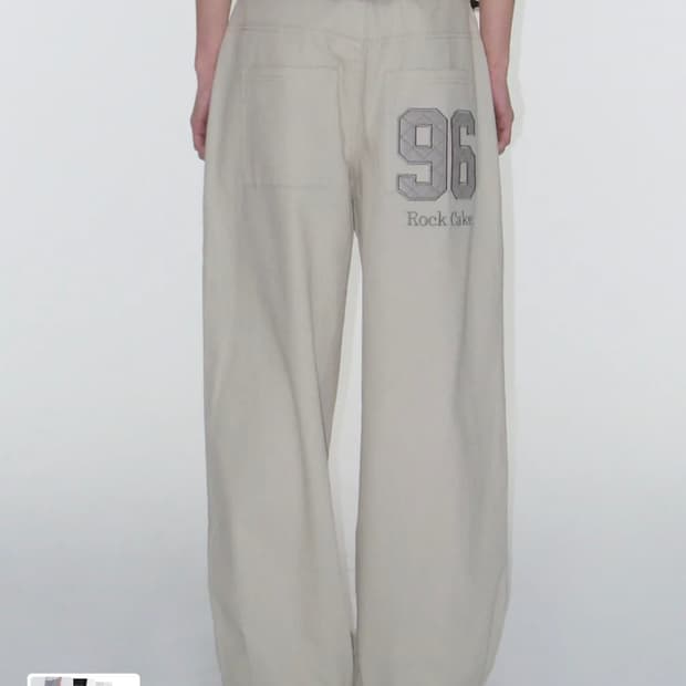 락케이크 96 Applique Pants -light gray