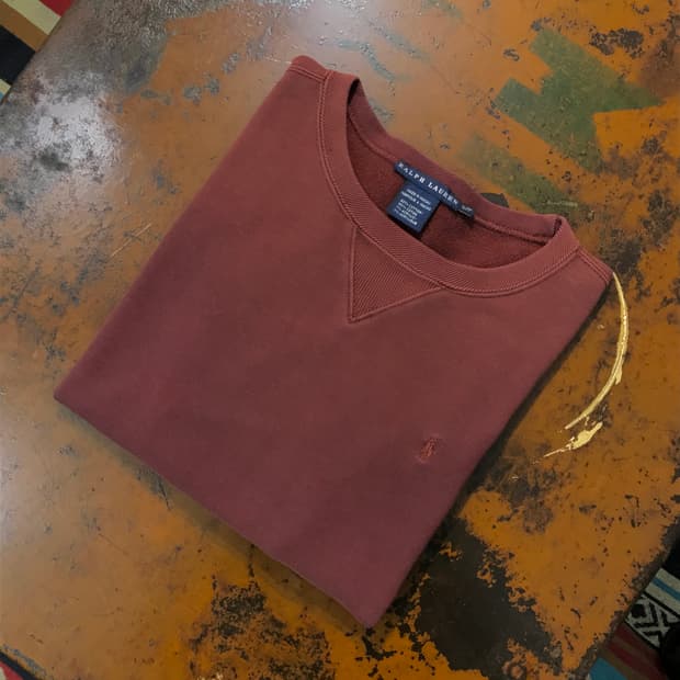 폴로랄프로렌 브라운 버건디 기모 숏 맨투맨 여성 55 사이즈