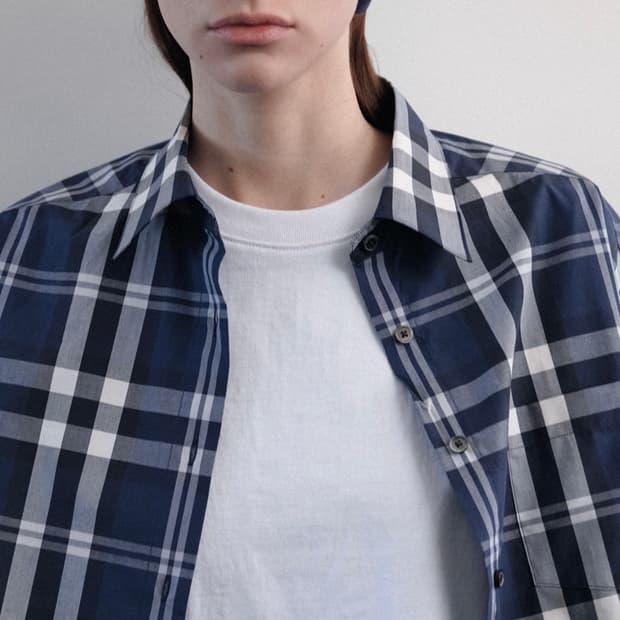 문달 Moondal Frank Cotton Shirts 네이비 체크 셔츠
