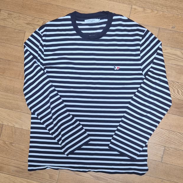 메종키츠네 스트라이프 긴팔티 XL