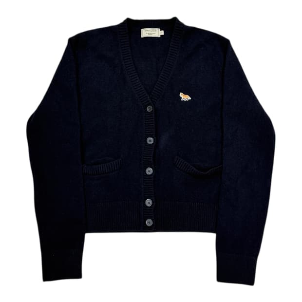 메종키츠네 폭스 패치 로고 울 모 가디건 네이비 S