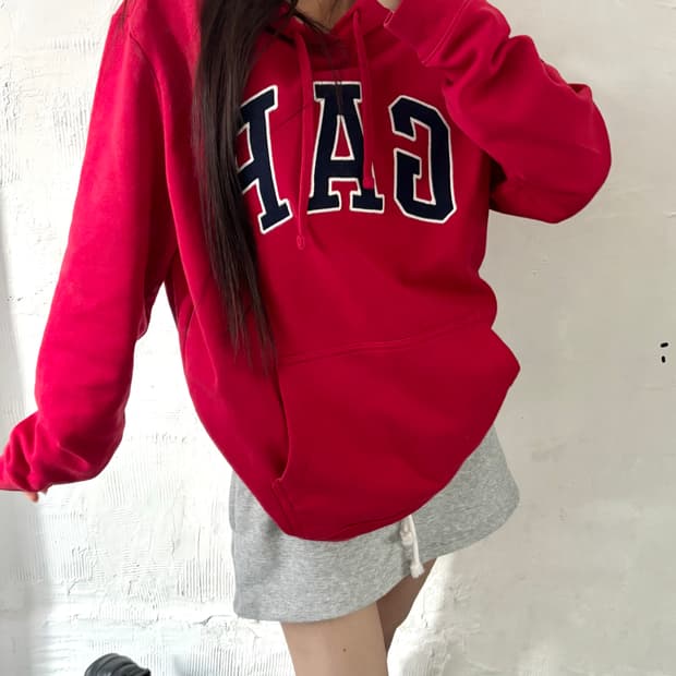 Gap 갭 레드컬러 아치로고 후드티