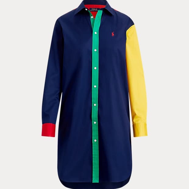 폴로 랄프로렌 컬러블록 셔츠 원피스