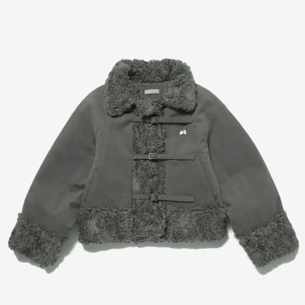 허그유어스킨 시어링 퍼 자켓 무스탕 카키