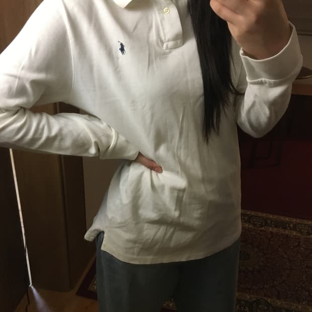 폴로 랄프로렌 화이트 긴팔 PK 티셔츠