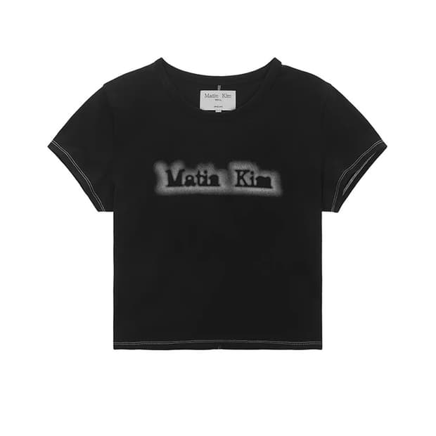 [S] 마뗑킴 마뗑 쉐이드 로고 크롭 탑 블랙